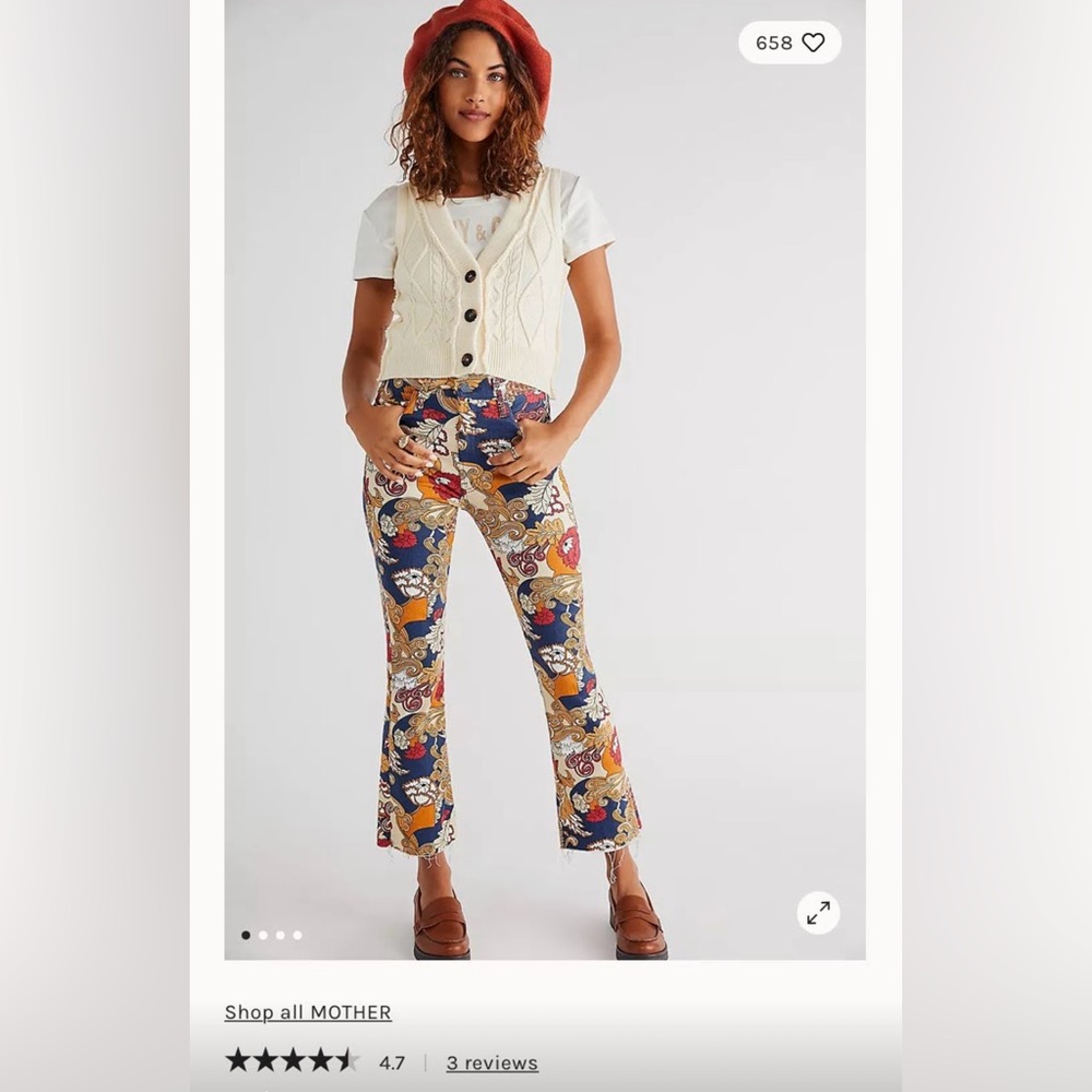 Mother The Hustler Ankle Fray Paisley Jeans 🌼